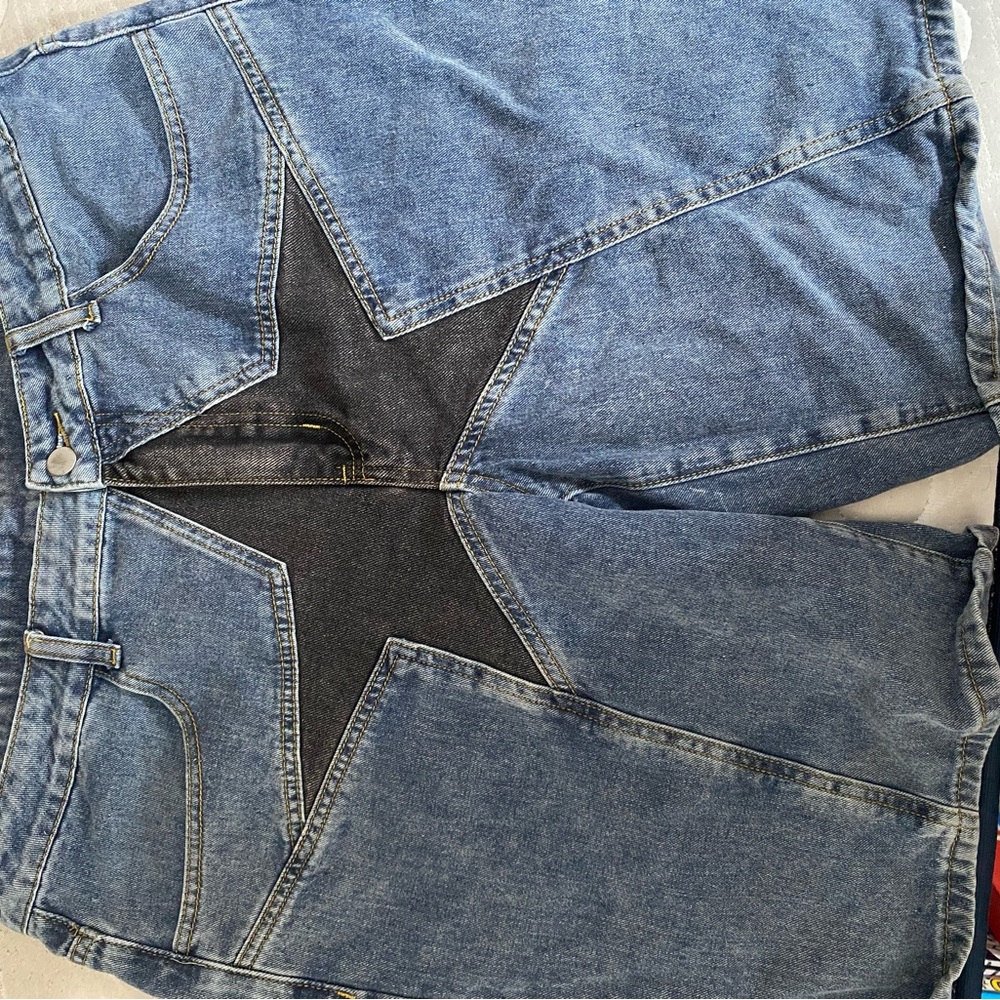 Denim Shorts with Star Design